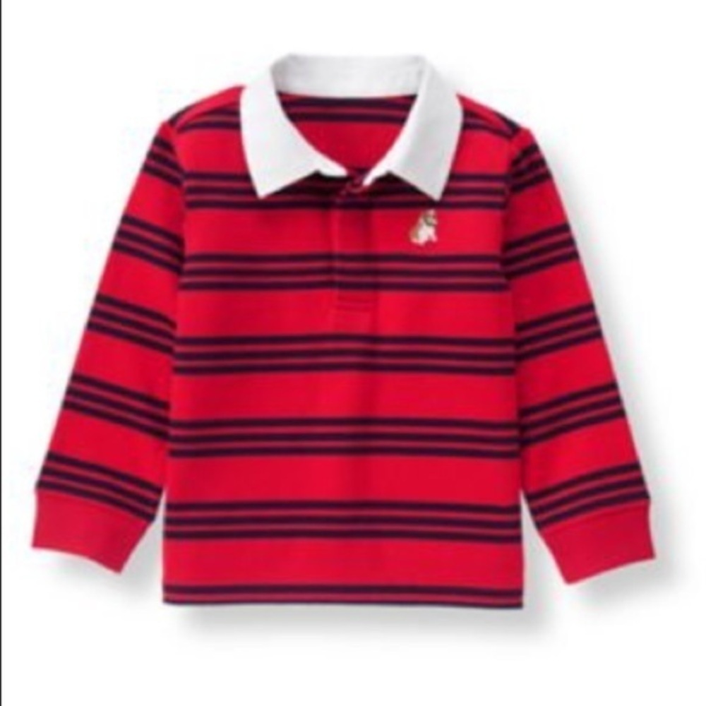 NWT Janie and Jack Boys red stripe a rugby top 4​